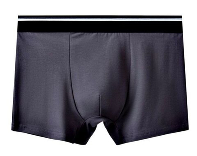 Мужские однотонные трусы-боксеры с резинкой в полоску (Размер: L) (Цвет: темно-серый)