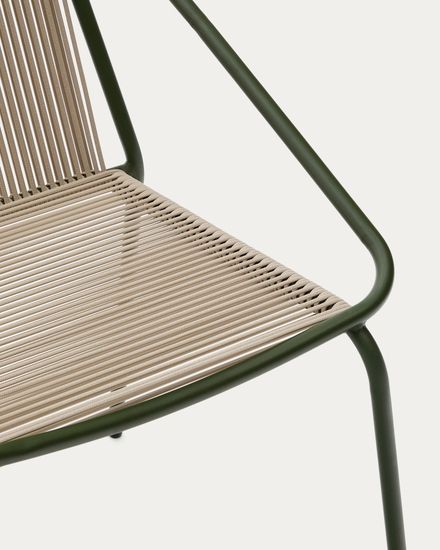 Садовое кресло Zivia из веревки цвета экрю и оцинкованной стали зеленого цвета La Forma Испания 