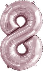 Шар (34"/86 см) Цифра, 8, Slim, Светло-розовый, 1 шт. в упак.
