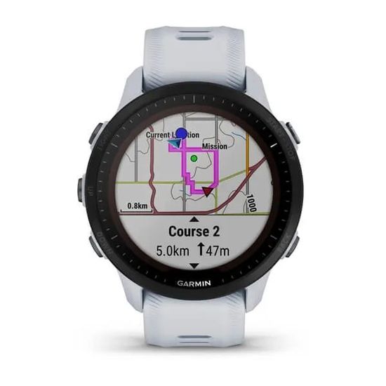 Умные часы Garmin Forerunner 955 Solar с белым ремешком