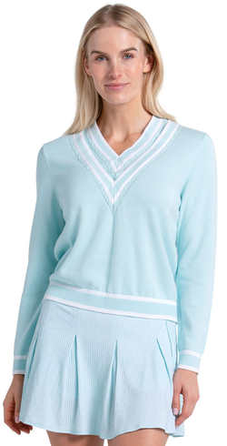 Женская теннисная куртка Lucky in Love Victory V-Neck Sweater - wave