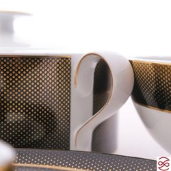 Столовый сервиз Falkenporzellan Deluxe Shape - Rio Black Gold 6 персон 26 предметов