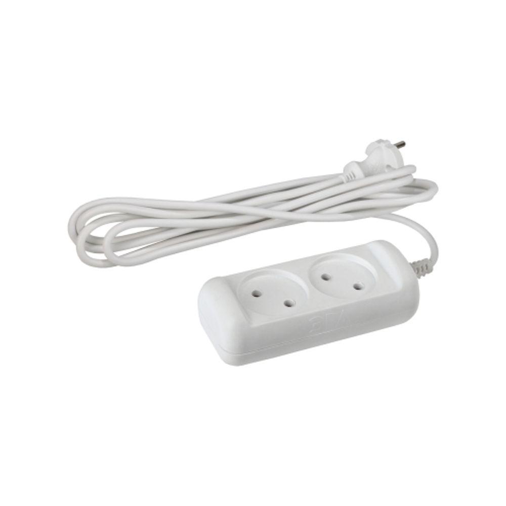 Удлинитель электрический ЭРА UX-2-1,5m без заземления 2 розетки 1,5м ПВС 2x0,75мм2 6А белый | Бытовые удлинители