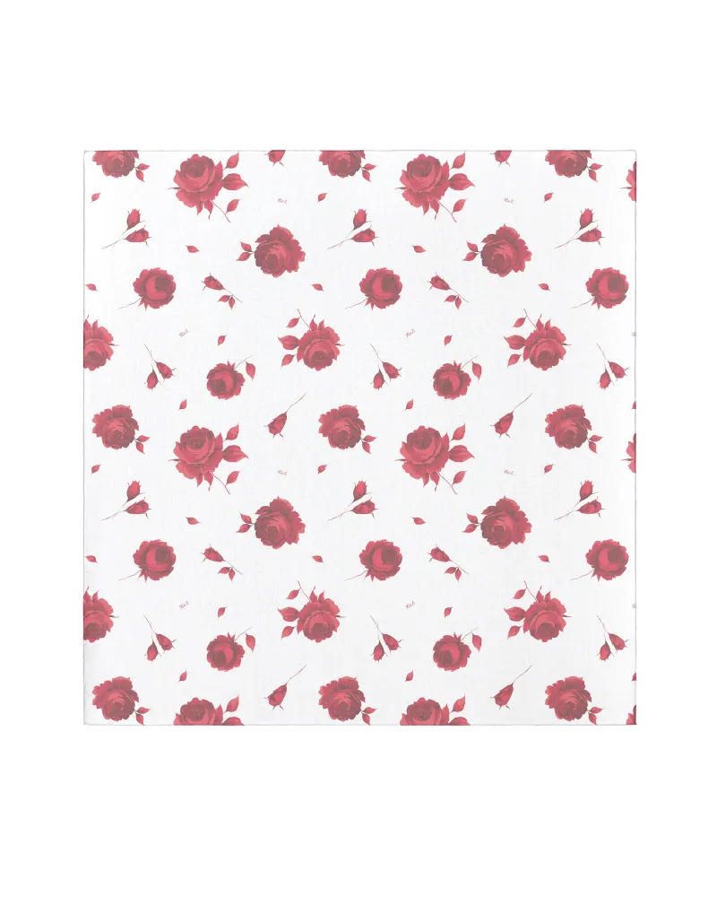 Leticia, косынка из шифона молочная с крупными красными цветами