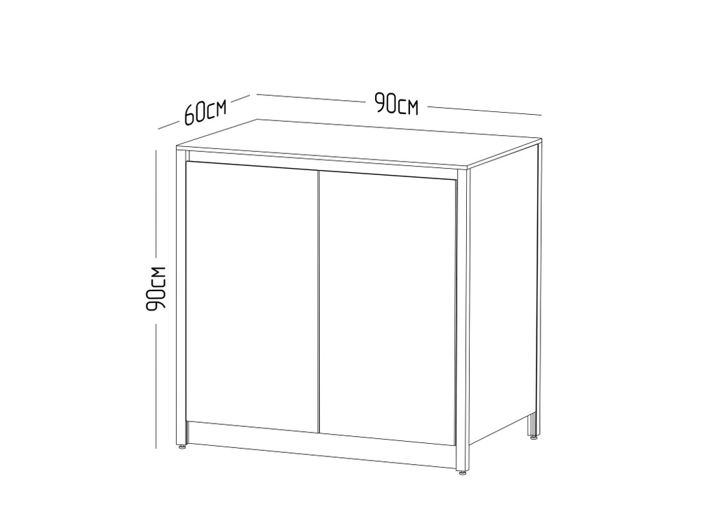 Шкаф напольный Lounge D-03, 90 см, черный/серый каспий