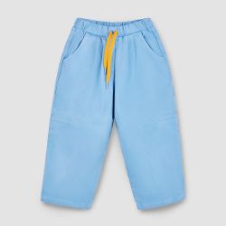 Широкие брюки из вареного денима серо-голубого цвета