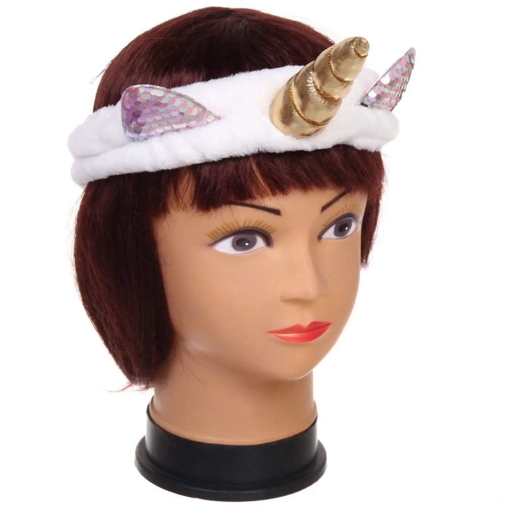 Повязка на голову «Кокетка - Единорожек», цвет белый, 20*6см (упаковка белый ZIP пакет)