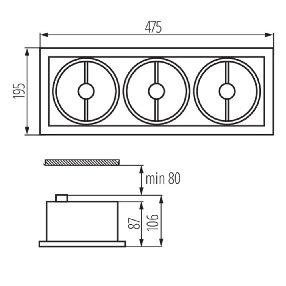 Cветильник тройной потолочный KANLUX MATEO DLP-350-GR