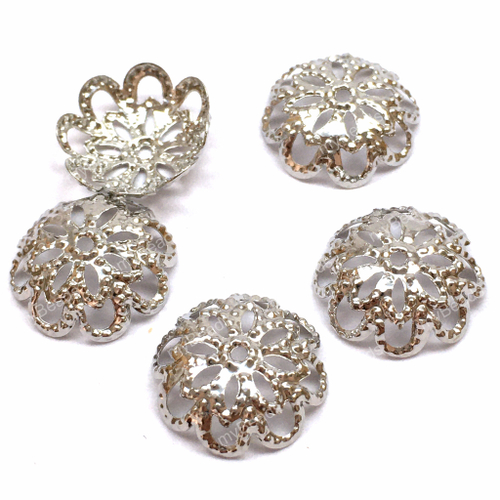 Шапочки филигранные 12х4 мм, родий