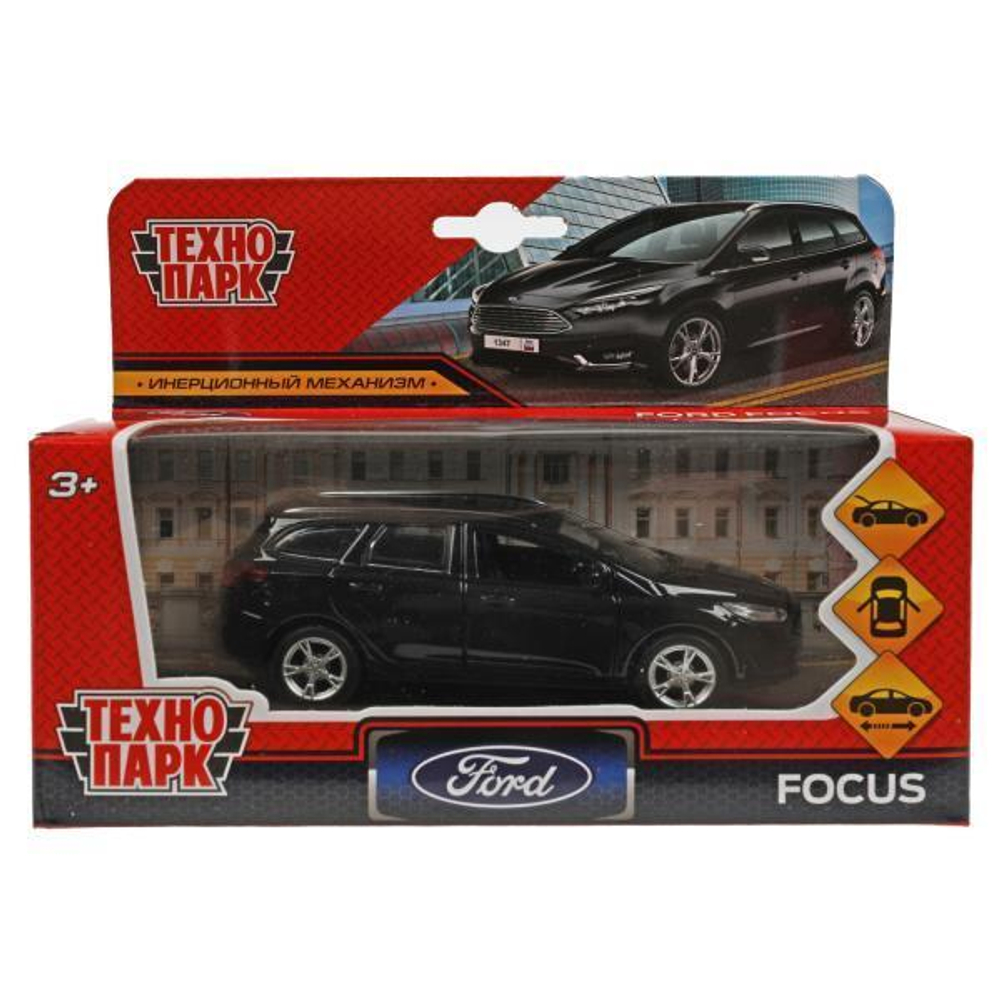 Модель ин. мет. "Ford Focus Turnier" 12см, двер, баг, черный, в коробка (Технопарк)