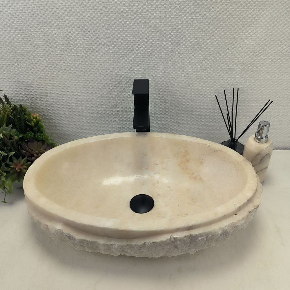 Раковина из оникса Oval White Marmo Wave OO-62537 58*38*15