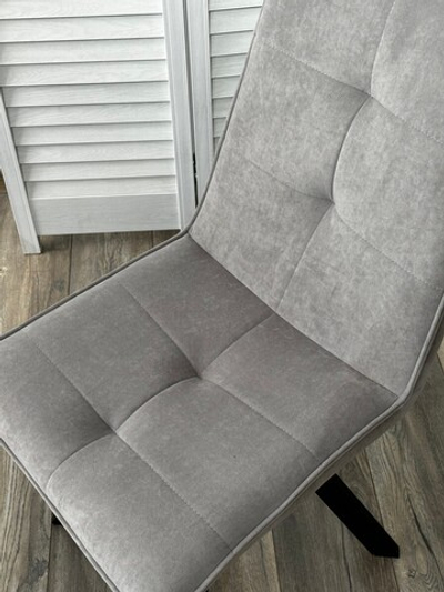 Стул BRONX, 360 град. поворот. B22 Серый, велюр / черный каркас, М-City