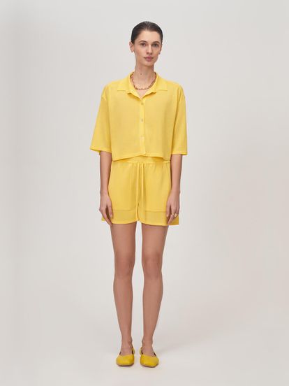 Женские шорты желтого цвета из вискозы - фото 2