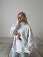 Худи с молнией Cats серый меланж