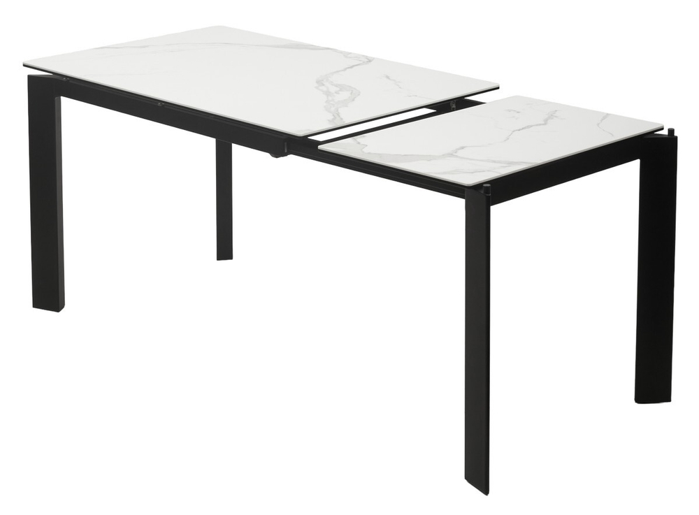 Стол CORNER 120 MATTE STATUARIO Белый мрамор матовый керамика, стекло/ черный каркас, ®DISAUR