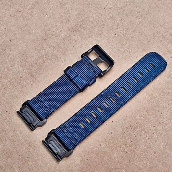 Ремешок тактический Tactix 22 мм. для Garmin Fenix 7 / 6 / 5, Forerunner 935 / 945 / 955, instinct, instinct 2, Epix Gen 2 нейлоновый быстросъемный на застежке (Синий)