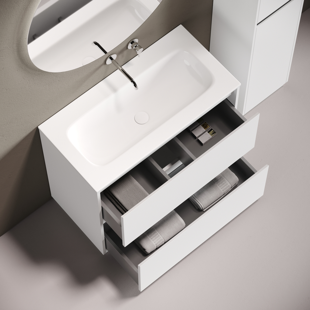 Тумба напольная Sancos Libra Floor с двумя ящиками 890х450х840, белый глянец, LB90FW