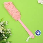 Мочалка массажная «PREMIUM - PARTEGO», на пластиковой ручке, цвет коралловый, 36*7см (лейбл Ультрамарин)