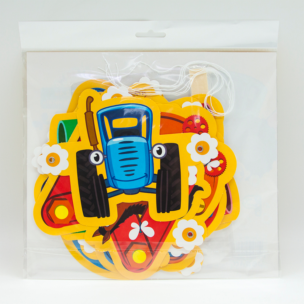 Гирлянда бумажная «Синий трактор, С Днем Рождения!», 250 см