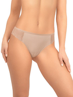 Трусики-бразилиана из кружева и микрофибры (Размер: L) (Цвет: молочный)