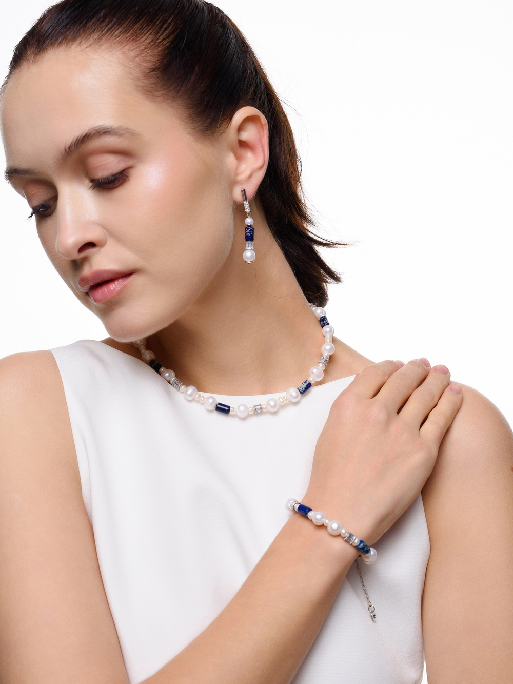 Браслет "Pearl charm" Blue Silver