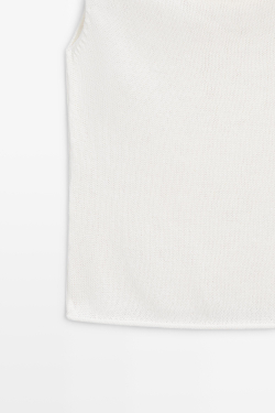 Massimo Dutti Топ без бретелей в рубчик, натуральный/кремовый