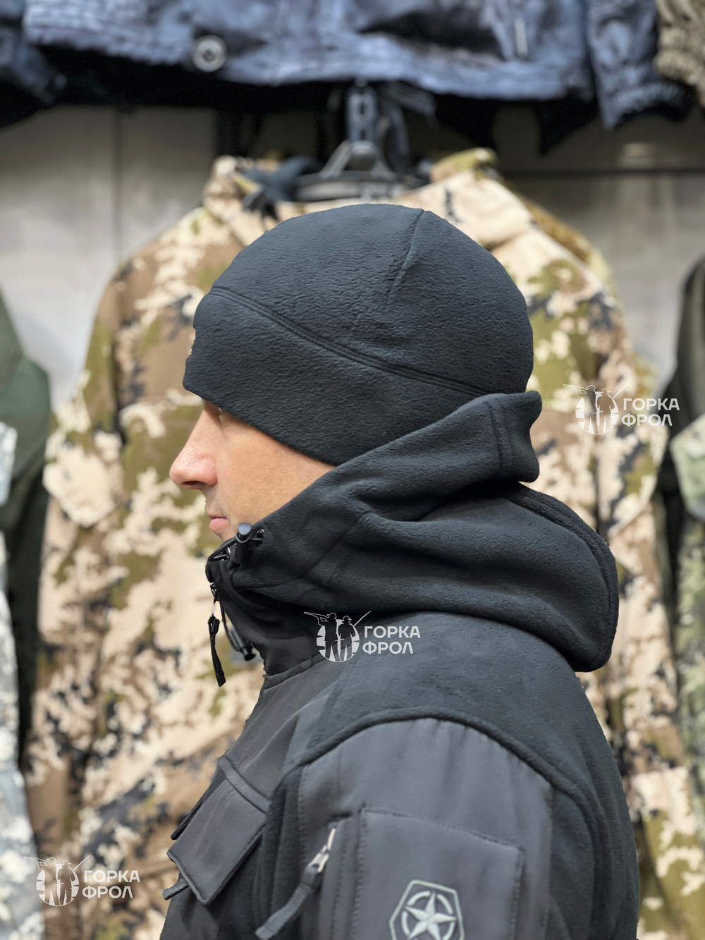 Флисовая теплая шапка мужская 7.62 Gear, Черный