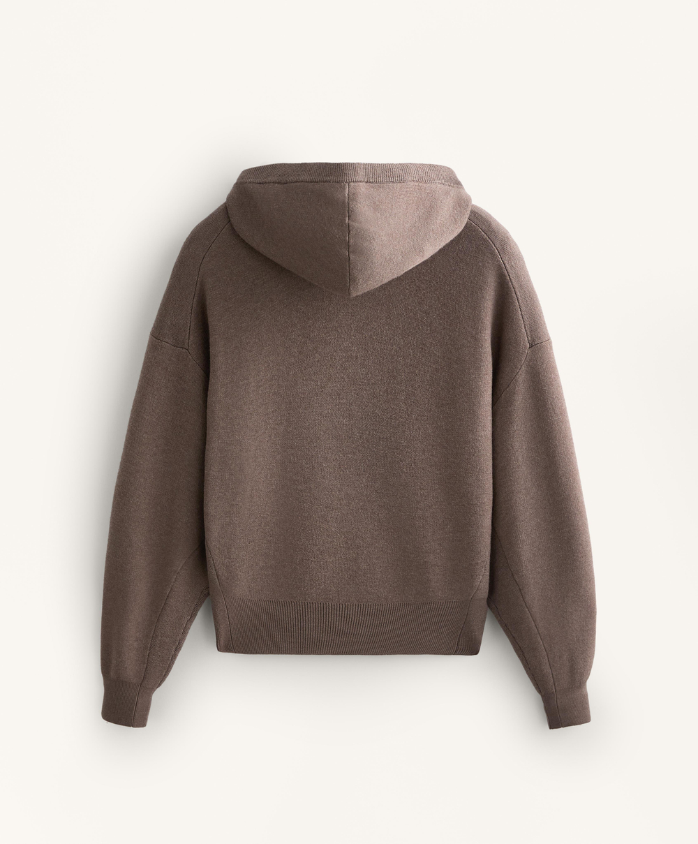 Oysho Вязаная куртка с капюшоном, серо-коричневый