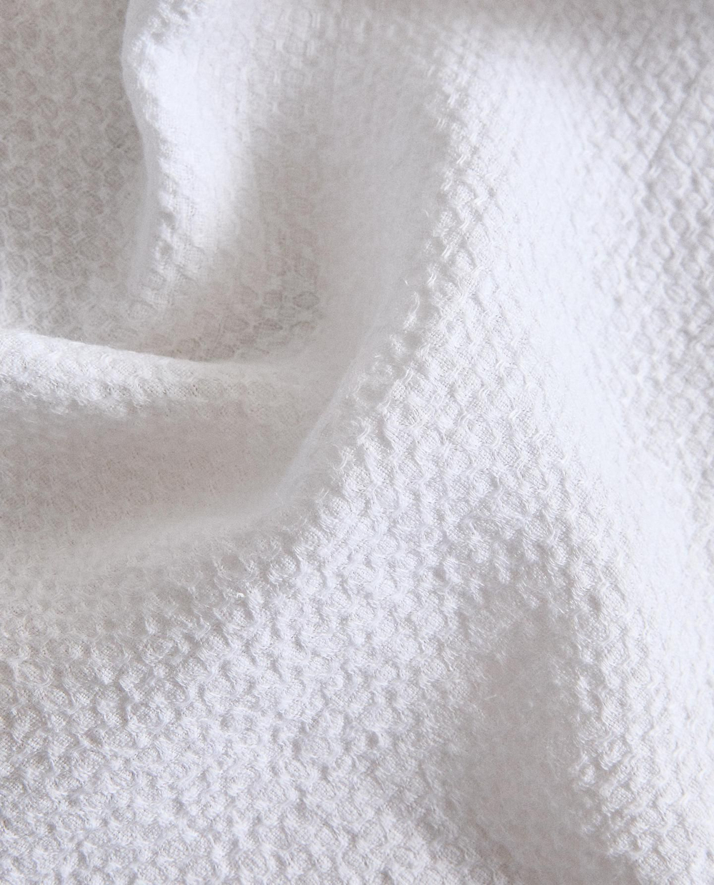 Zara Home - Льняное банное полотенце с вафельной текстурой, белый, 30х50 см
