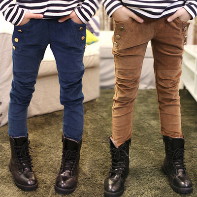 Брюки детские прямые вельветовые с пуговицами на карманах