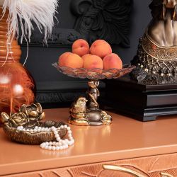 Фруктовница Зарничка Свитти Бронза со стеклянной чашей Лепестки