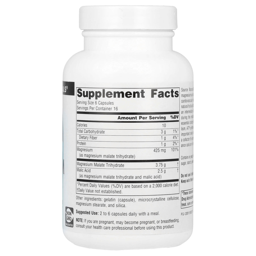 Source Naturals, Малат магния, 100 капсул (625 мг на капсулу)