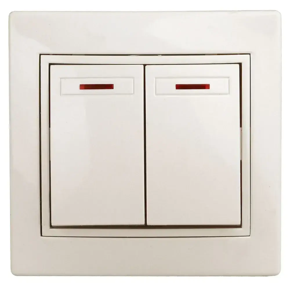 Выключатель Intro Plano 1-105-02 двухклавишный с подсветкой 10А-250В IP20 СУ слоновая кость