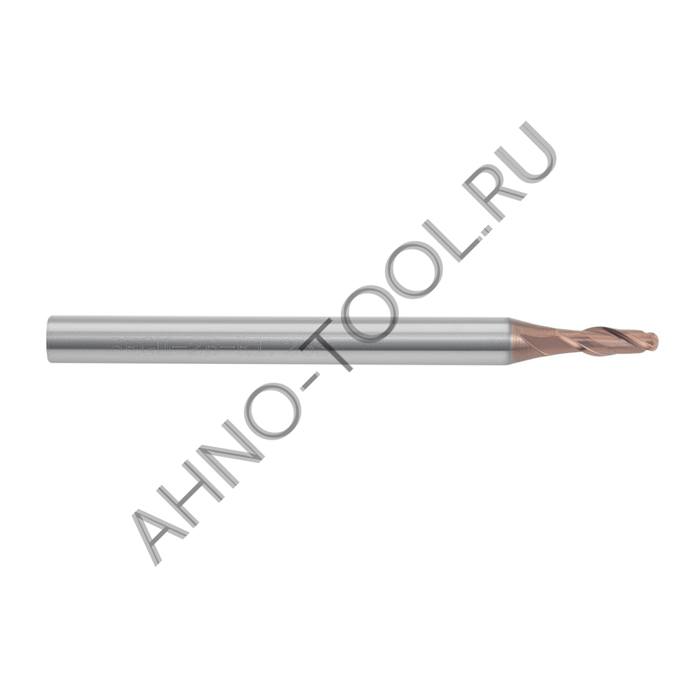 Фреза твердосплавная сферическая  2.5мм (L=50, l=5, хв=4) Z2 35° по стали, нерж., чугуну BRGM-2B-R1.