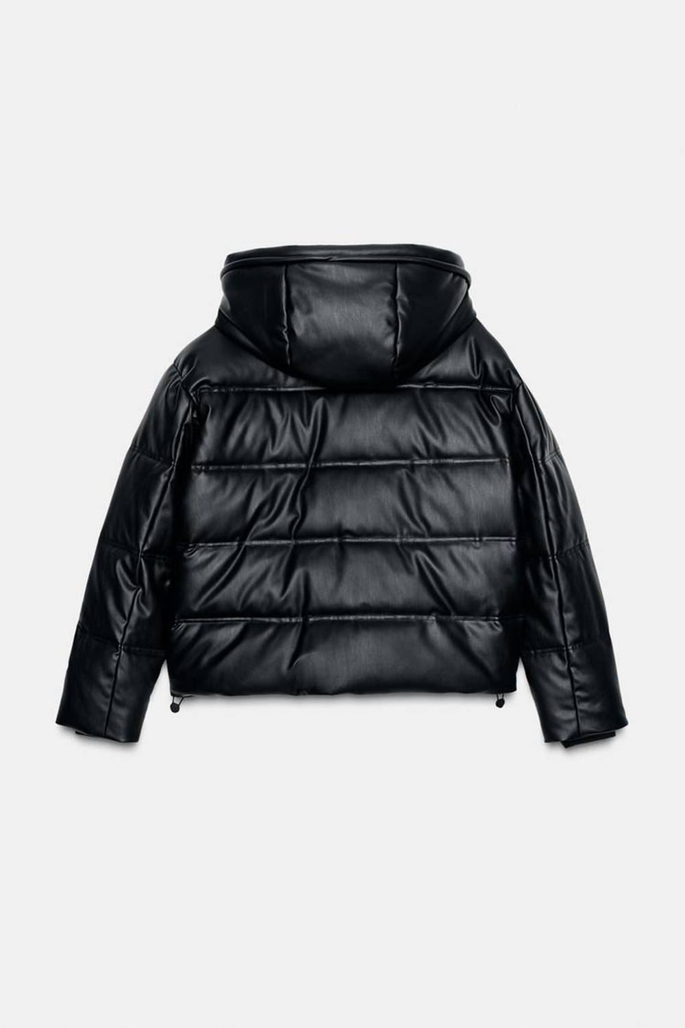 ZARA ВОДОНЕПРОНИЦАЕМЫЙ ВЕТРОЗАЩИТНЫЙ АНОРАК ИЗ ИСКУССТВЕННОЙ КОЖИ, ЧЕРНЫЙ