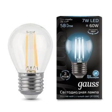 Лампа Gauss LED Filament Globe E27 7W 4100K 105802207