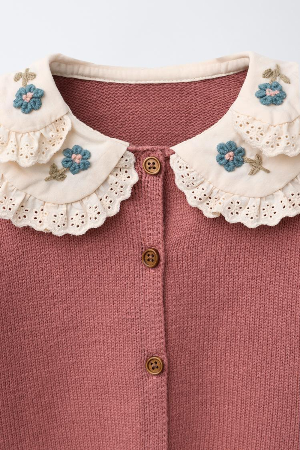 ZARA ВЯЗАНЫЙ КАРДИГАН С ДВОЙНЫМ ВОРОТНИКОМ, МЯГКИЙ РОЗОВЫЙ