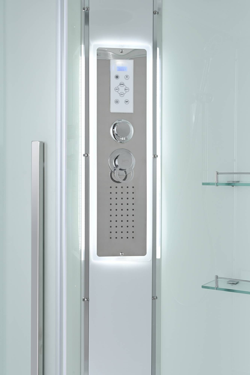 Душевая кабина AvaCan (АваКан) EM2011LEDnew с низким поддоном, с ГМ, с электрикой и Led освещением, 110х110х220