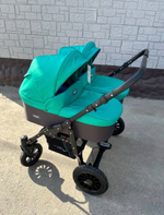 Коляска для близнецов SAXO  (RIKO BASIC) 01 бирюзовый-чёрный