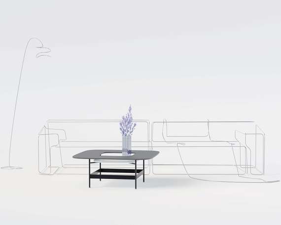 Журнальный столик Space S, 80х80 см, черный/светлый камень