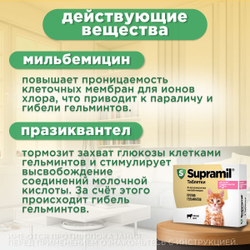 Таблетки от гельминтов для котят и кошек до 2кг Супрамил (Supramil), 2таб. Празиквантел/Мильбемицин