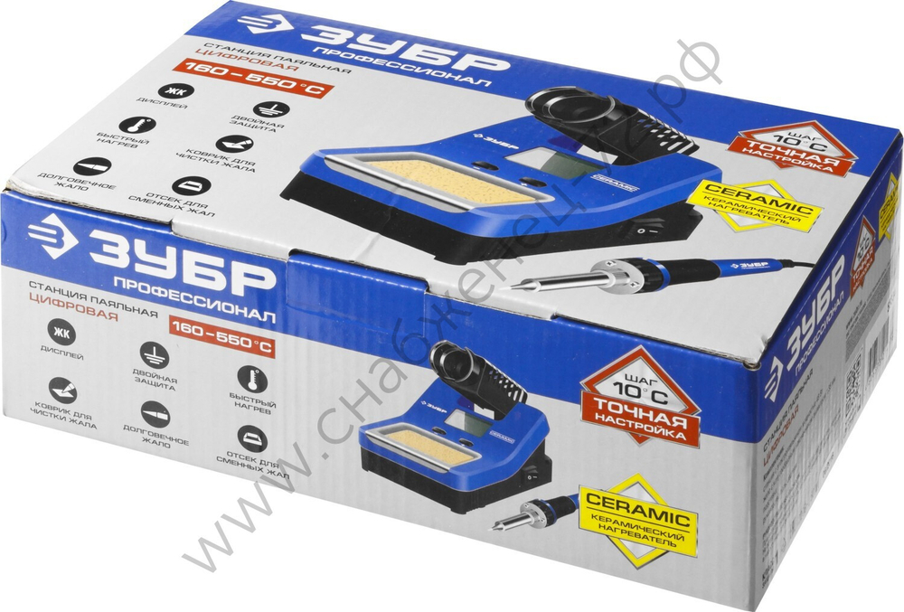 ЗУБР Ceramic 48Вт 160-550°C, Цифровая паяльная станция (55334)