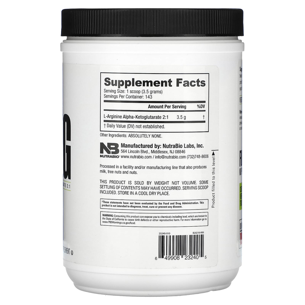 NutraBio, AAKG`` 500 г (1,1 фунта)