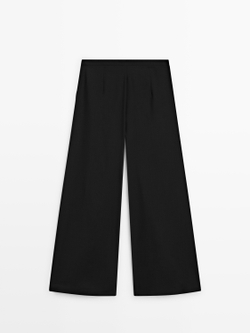 Massimo Dutti Свободные брюки с вытачками, черный