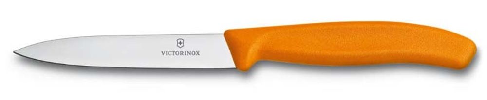 Яркий нож для овощей SwissClassic 10 см оранжевый с прямым лезвием VICTORINOX 6.7706.L119