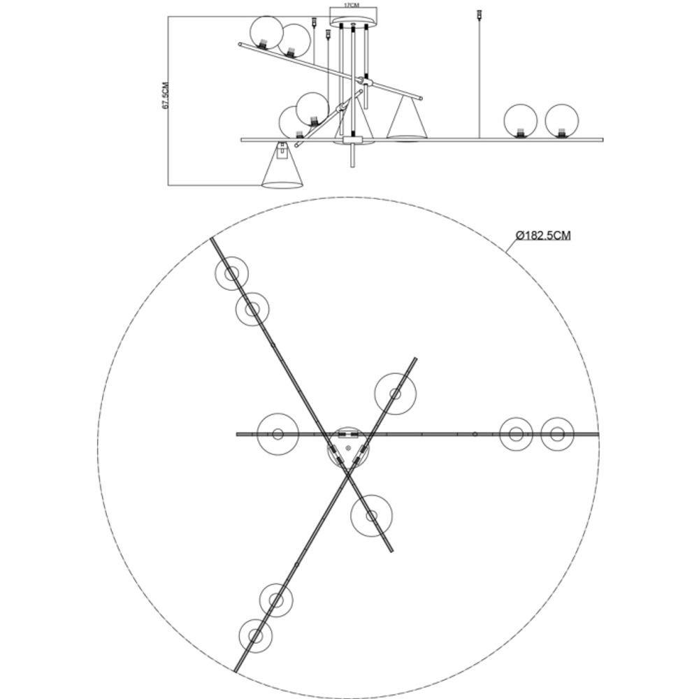 Подвесной светильник Arte Lamp A7029PL-9BK