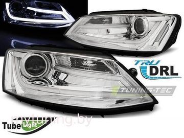 Передние фары tube light chrome для VW Jetta VI