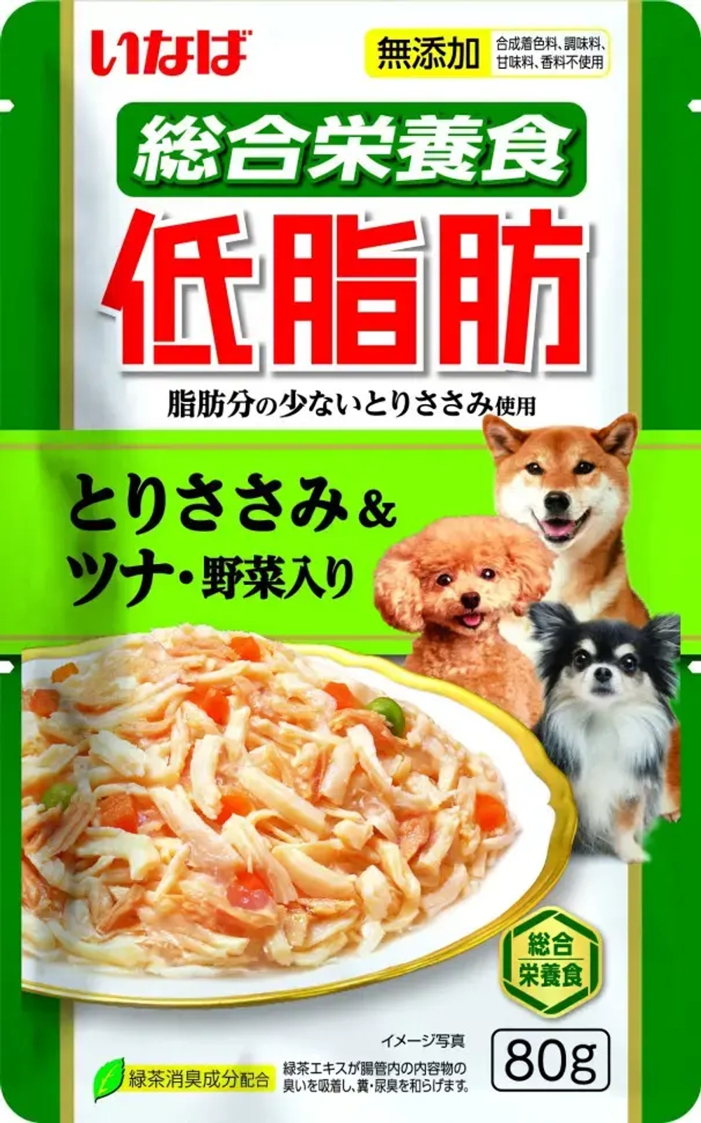 Inaba teishibo влажный корм для взрослых собак куриное филе с тунцом и овощами в желе, в паучах - 80 г