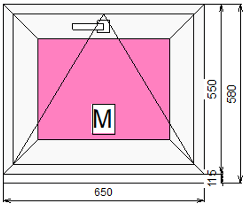 Пластиковое окно 550 х 650 фрамуга (форточка) ТермА Эко + Москитная сетка