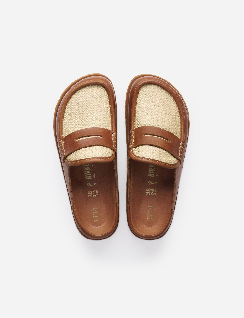 Birkenstock 1774 Naples Wrapped Natural Leather Oiled " Ginger Brown Raffia"